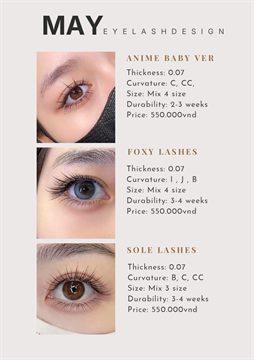Lash price list — Anime, Foxy, Sole