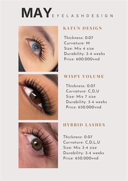 Lash price list — Katun, Wispy, Hybrid
