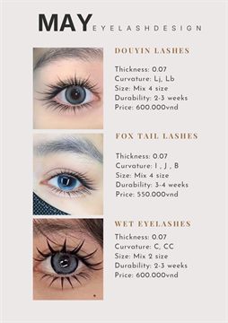 Lash price list — Douyin, Fox Tail, Wet