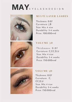 Lash price list — Multi Layer, Volume 3D, 5D