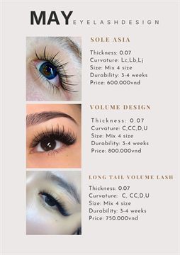 Lash price list — Sole Asia, Volume Design