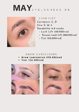 Lash lift & brow lamination price list